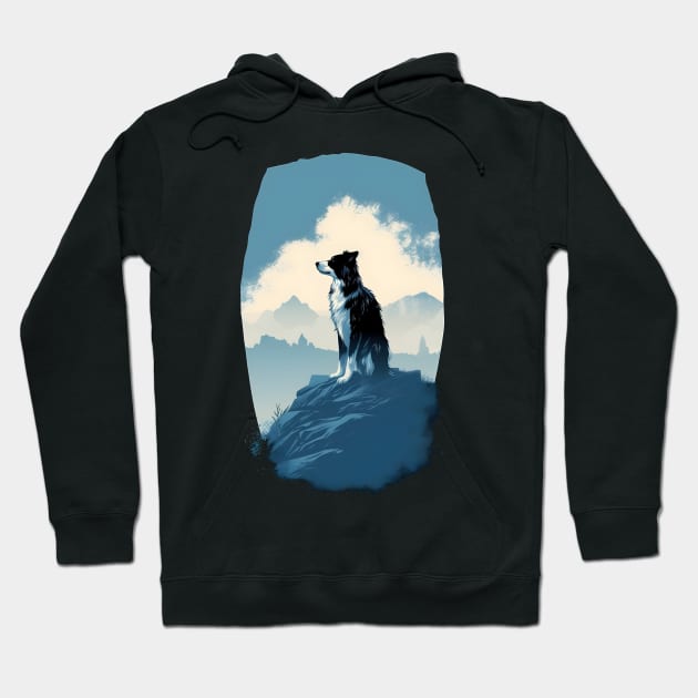 Summit Collies: Border Collie on the Mountain Top Hoodie by Cute Dogs AI